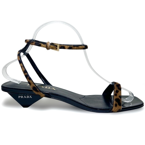 Prada Printed Leather Sandals in Honey - Picture 1 of 8